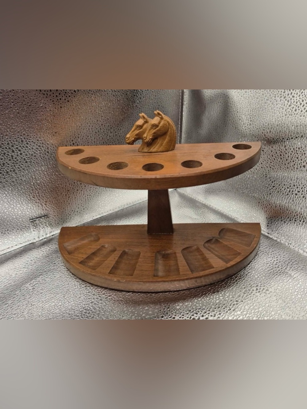 Vintage Horse Table Shelf Pipe Stand Rack Holder Rustic Bar Smoking Room Decor